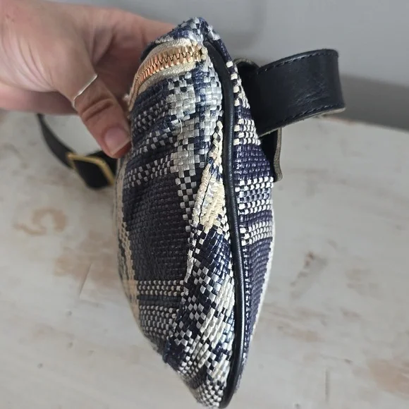 Clare V Plaid Fanny Pack In Navy/Cream - Picture 8 of 13